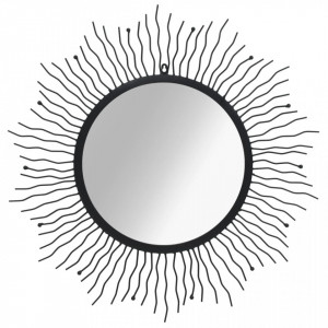 Oglindă de perete, negru, 80 cm, raze de soare - Img 1