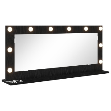 Oglindă de toaletă cu lumini LED Stejar negru 100x45x18 cm - Img 2