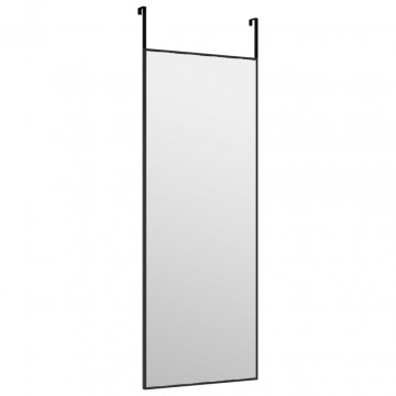 Oglindă pentru ușă, negru, 30x80 cm, sticlă și aluminiu - Img 3