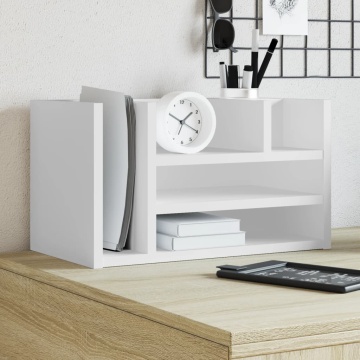 Organizator de birou, alb, 44,5x24x25 cm, lemn prelucrat - Img 1