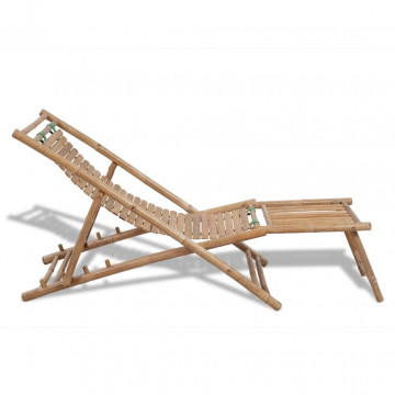 Outdoor Deck Chair with Footrest Bamboo - Img 3
