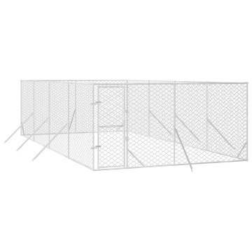 Padoc de exterior pentru câini argintiu 4x8x2 m oțel galvanizat - Img 3