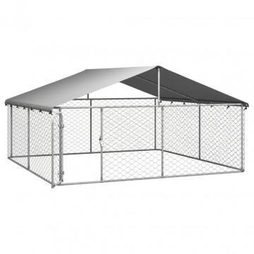 Padoc pentru câini de exterior, cu acoperiș, 300x300x150 cm - Img 4