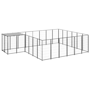 Padoc pentru câini, negru, 12,1 m², oțel - Img 1