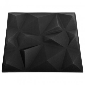 Panouri de perete 3D 12 buc. negru 50x50 cm model diamant 3 m² - Img 4