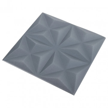 Panouri de perete 3D 24 buc. gri 50x50 cm model origami 6 m² - Img 3