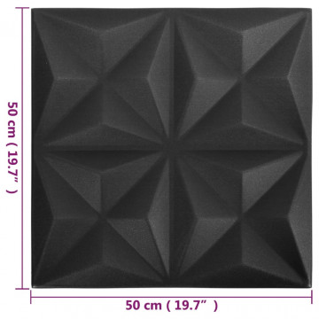 Panouri de perete 3D 24 buc. negru 50x50 cm model origami 6 m² - Img 5