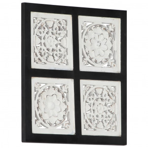 Panouri perete sculptate manual, negru/alb, 40x40x1,5 cm, MDF - Img 1