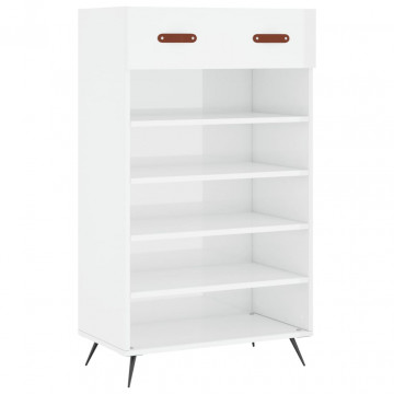 Pantofar, alb extralucios, 60x35x105 cm, lemn prelucrat - Img 2