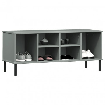 Pantofar cu picioare metalice „OSLO” gri 106x35x45 cm lemn - Img 3