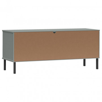 Pantofar cu picioare metalice „OSLO” gri 106x35x45 cm lemn - Img 5