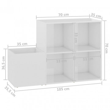 Pantofar de hol, alb extralucios, 105x35,5x70 cm, PAL - Img 7