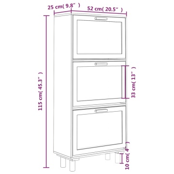 Pantofar, maro, 52x25x115 cm, lemn prelucrat și ratan natural - Img 6