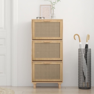 Pantofar, maro, 52x25x115 cm, lemn prelucrat și ratan natural - Img 3