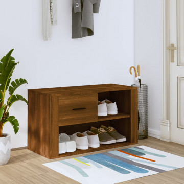 Pantofar, stejar maro, 80x35x45 cm, lemn compozit - Img 1