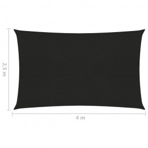 Pânză parasolar, negru, 2,5x4 m, HDPE, 160 g/m² - Img 5