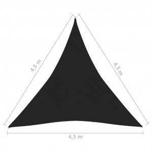 Pânză parasolar, negru, 4,5x4,5x4,5 m, HDPE, 160 g/m² - Img 5