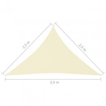 Parasolar, crem, 2,5x2,5x3,5 m, țesătură oxford, triunghiular - Img 5