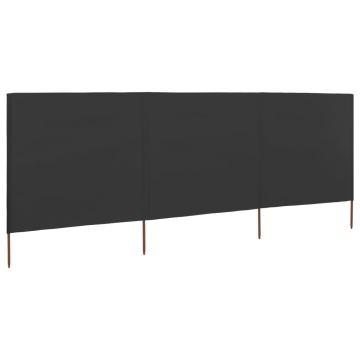 Paravan anti-vânt din 3 panouri, antracit, 400x120 cm, textil - Img 1