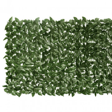 Paravan de balcon, frunze verde închis, 400x100 cm - Img 3