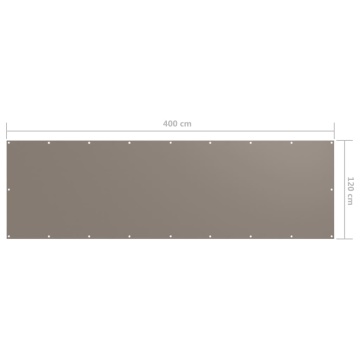 Paravan de balcon, gri taupe, 120x400 cm, țesătură oxford - Img 5