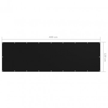 Paravan de balcon, negru, 120x400 cm, țesătură oxford - Img 5