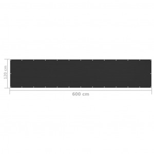 Paravan de balcon, negru, 120x600 cm, HDPE - Img 5