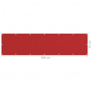 Paravan de balcon, roșu, 75x300 cm, HDPE - Img 5