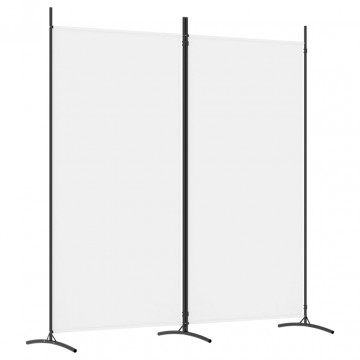Paravan de cameră cu 2 panouri, alb, 175x180 cm, textil - Img 2