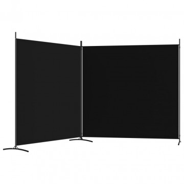Paravan de cameră cu 2 panouri, negru, 348x180 cm, textil - Img 8