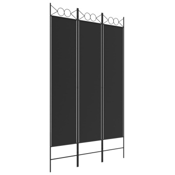 Paravan de cameră cu 3 panouri, negru, 120x200 cm, textil - Img 2