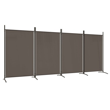 Paravan de cameră cu 4 panouri, antracit, 346x180 cm, textil - Img 2