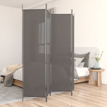 Paravan de cameră cu 4 panouri, antracit, 698x180 cm, textil - Img 1
