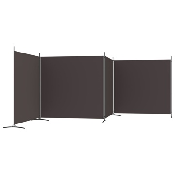Paravan de cameră cu 4 panouri, maro, 698x180 cm, textil - Img 8