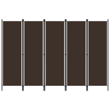 Paravan de cameră cu 5 panouri, maro, 250 x 180 cm - Img 1