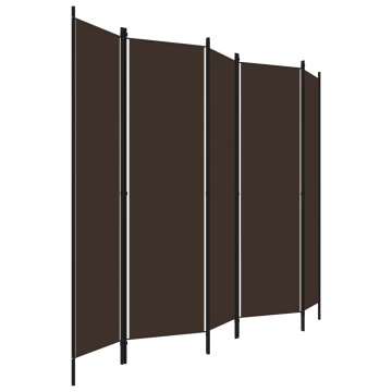 Paravan de cameră cu 5 panouri, maro, 250 x 180 cm - Img 3