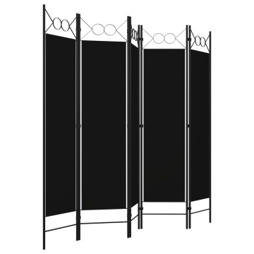 Paravan de cameră cu 5 panouri, negru, 200 x 180 cm - Img 3