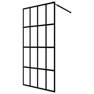 Paravan duș walk-in cu raft negru 90x195 cm sticlă ESG/aluminiu - Img 3