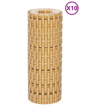 Paravan pentru balcon 10 buc. maro deschis 255x19 cm poliratan - Img 3