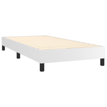 Pat box spring cu saltea, alb, 90x200 cm, piele ecologică - Img 4
