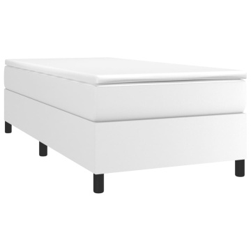 Pat box spring cu saltea, alb, 90x200 cm, piele ecologică - Img 3