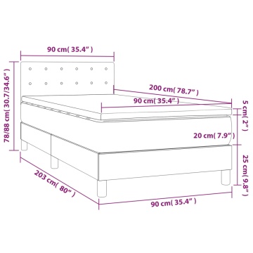 Pat box spring cu saltea, alb, 90x200 cm, piele ecologică - Img 6