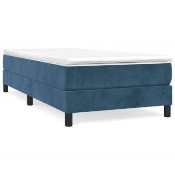Pat box spring cu saltea, albastru închis, 90x190 cm, catifea - Img 2