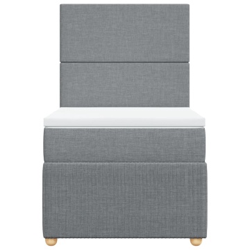 Pat box spring cu saltea, gri deschis, 100x200 cm, textil - Img 4