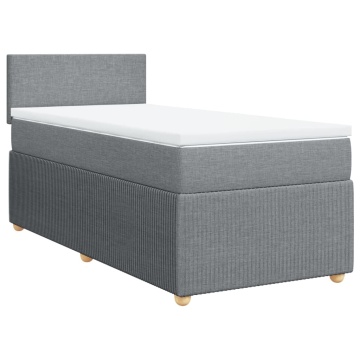 Pat box spring cu saltea, gri deschis, 100x200 cm, textil - Img 2