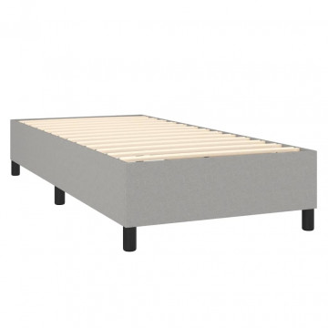 Pat box spring cu saltea, gri deschis, 100x200 cm, textil - Img 4