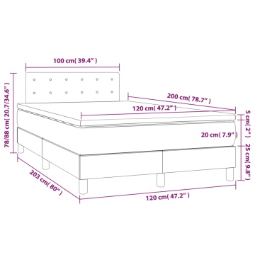 Pat box spring cu saltea, gri deschis, 120x200 cm, catifea - Img 6