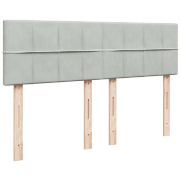 Pat box spring cu saltea, gri deschis, 140x190 cm, catifea - Img 7