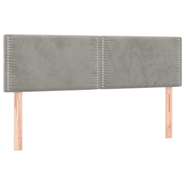 Pat box spring cu saltea, gri deschis, 140x190 cm, catifea - Img 5