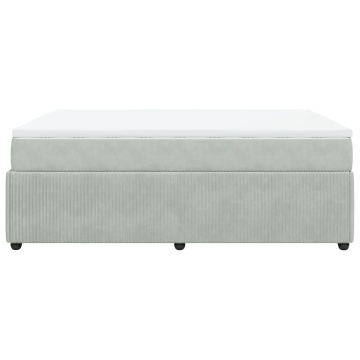 Pat box spring cu saltea, gri deschis, 140x190 cm, catifea - Img 7